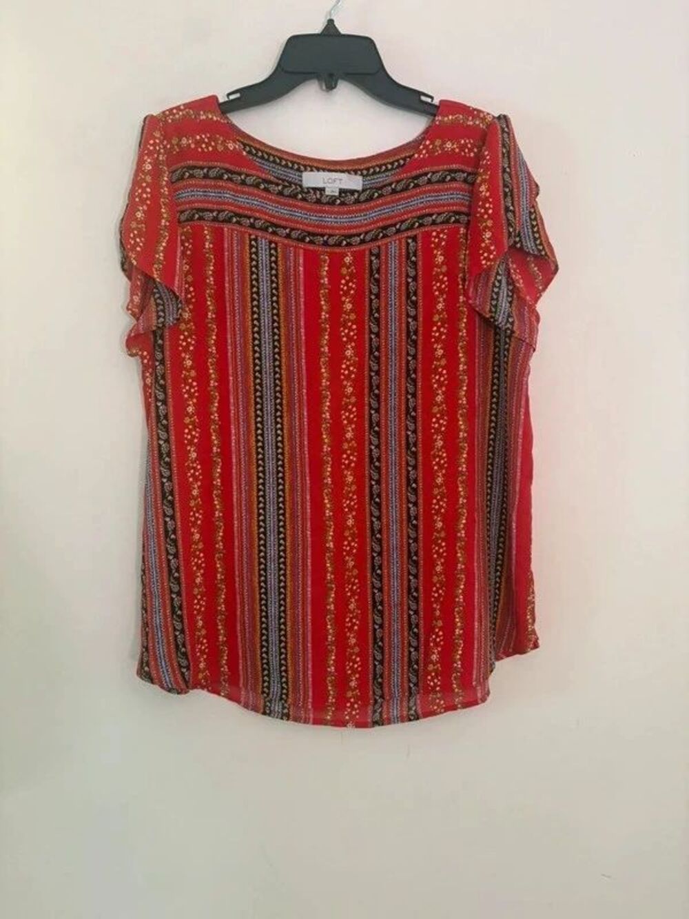 Loft striped floral top size large